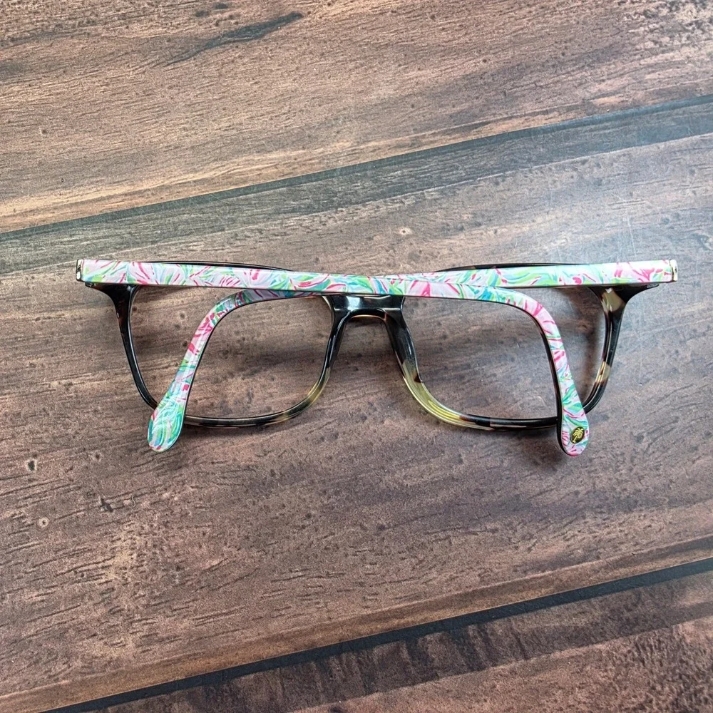 Lilly Pulitzer Alexa TO Tortoise Shell Square Eyeglasses Frames 50-16-135 Womens